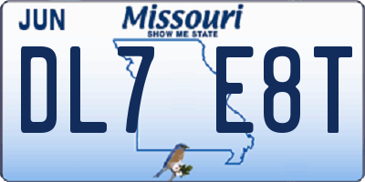 MO license plate DL7E8T