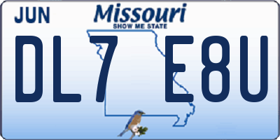 MO license plate DL7E8U