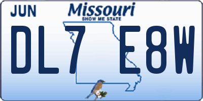 MO license plate DL7E8W