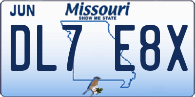 MO license plate DL7E8X