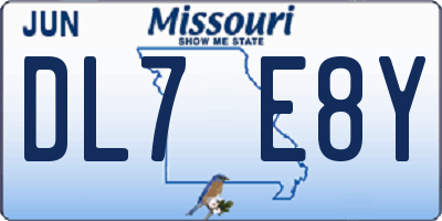 MO license plate DL7E8Y