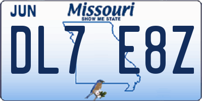 MO license plate DL7E8Z