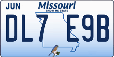 MO license plate DL7E9B