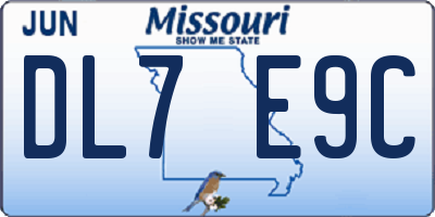 MO license plate DL7E9C