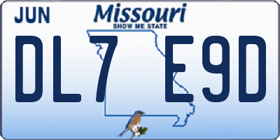 MO license plate DL7E9D