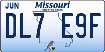 MO license plate DL7E9F