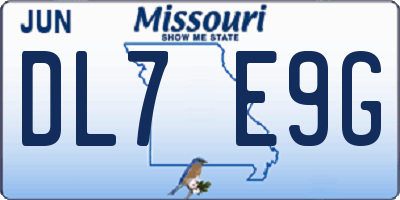 MO license plate DL7E9G