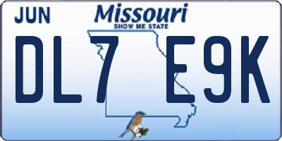 MO license plate DL7E9K