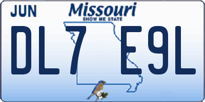 MO license plate DL7E9L