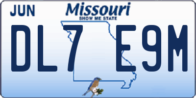 MO license plate DL7E9M