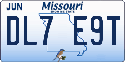 MO license plate DL7E9T