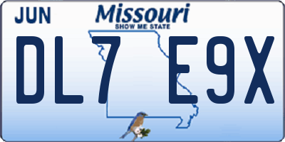 MO license plate DL7E9X