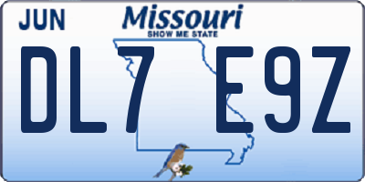 MO license plate DL7E9Z