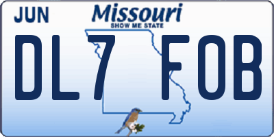 MO license plate DL7F0B