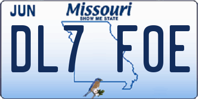 MO license plate DL7F0E
