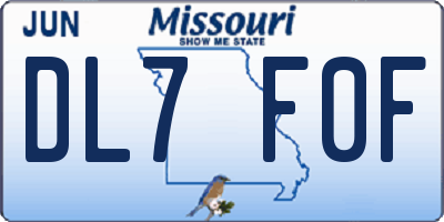 MO license plate DL7F0F