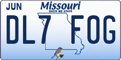MO license plate DL7F0G