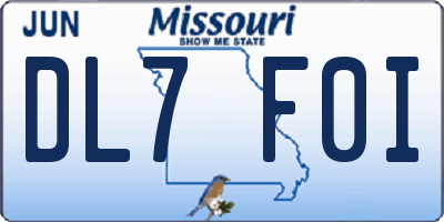 MO license plate DL7F0I