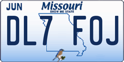 MO license plate DL7F0J