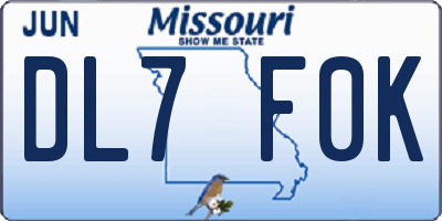 MO license plate DL7F0K