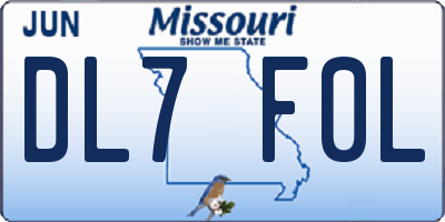 MO license plate DL7F0L
