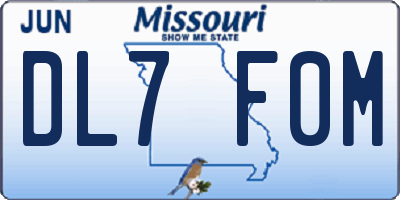 MO license plate DL7F0M