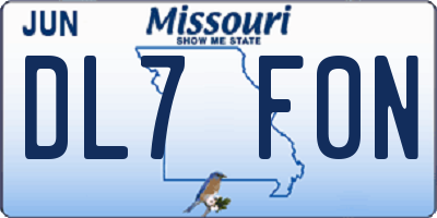 MO license plate DL7F0N