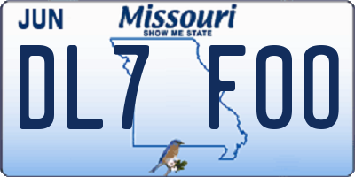 MO license plate DL7F0O