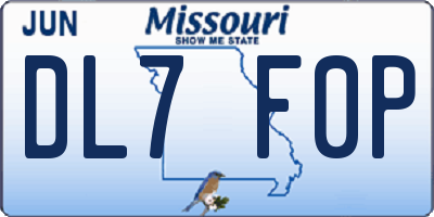 MO license plate DL7F0P
