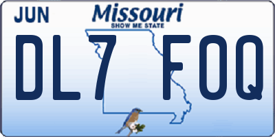 MO license plate DL7F0Q