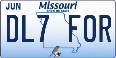 MO license plate DL7F0R