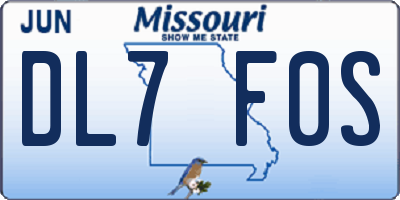 MO license plate DL7F0S
