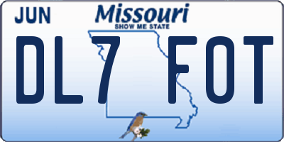 MO license plate DL7F0T