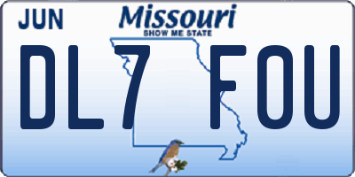 MO license plate DL7F0U