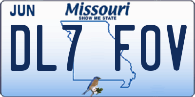 MO license plate DL7F0V