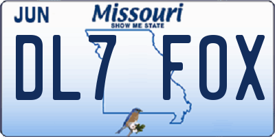 MO license plate DL7F0X