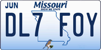 MO license plate DL7F0Y