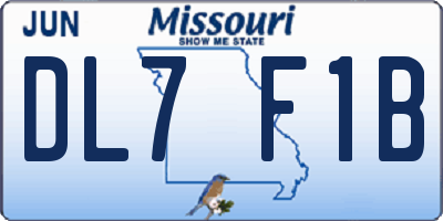 MO license plate DL7F1B