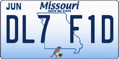 MO license plate DL7F1D