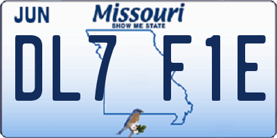 MO license plate DL7F1E