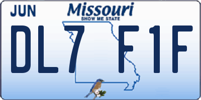 MO license plate DL7F1F