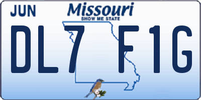 MO license plate DL7F1G