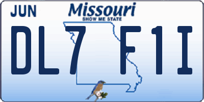 MO license plate DL7F1I
