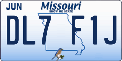 MO license plate DL7F1J