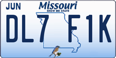 MO license plate DL7F1K