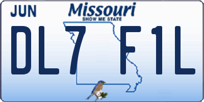 MO license plate DL7F1L