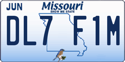 MO license plate DL7F1M
