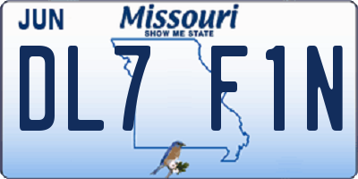 MO license plate DL7F1N