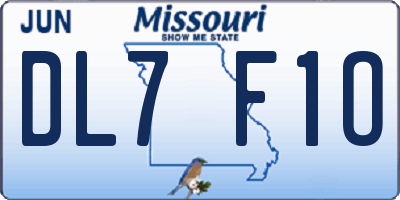MO license plate DL7F1O