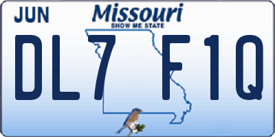 MO license plate DL7F1Q